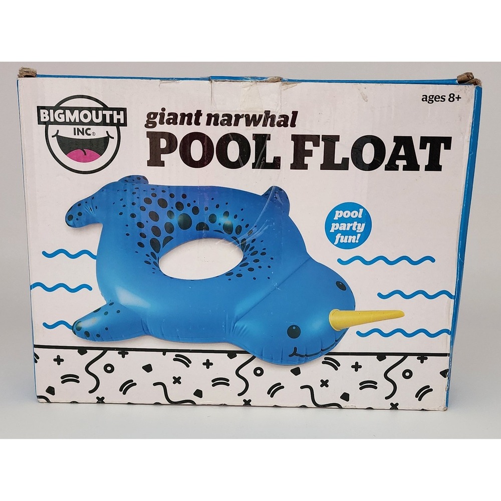 BigMouth Giant Narwhal Pool Float Kids 72in Blue Walgreens Exclusive NOS in Box